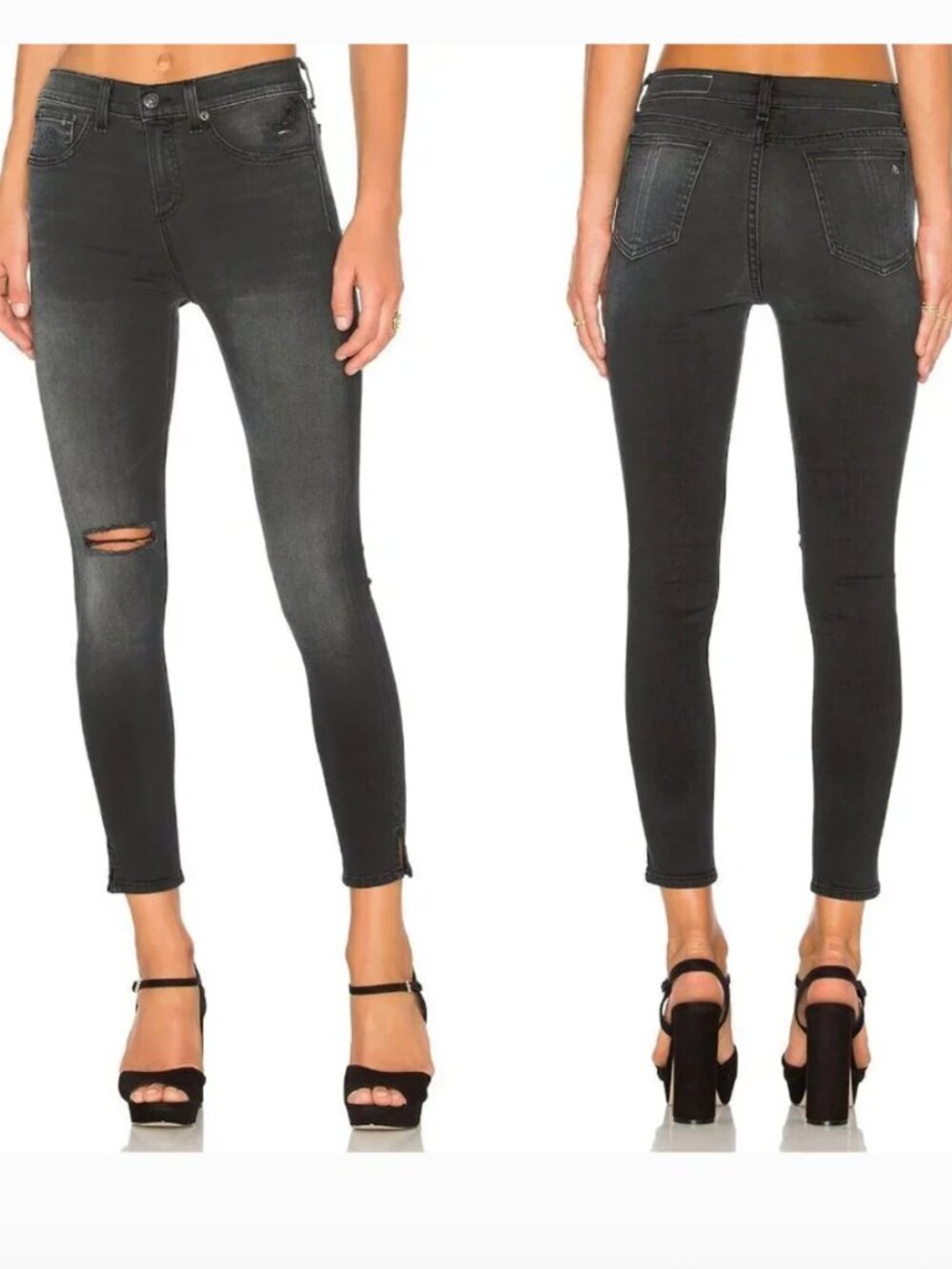 Rag & Bone Capri Skinny Cropped Distressed Steele Jeans Size 25